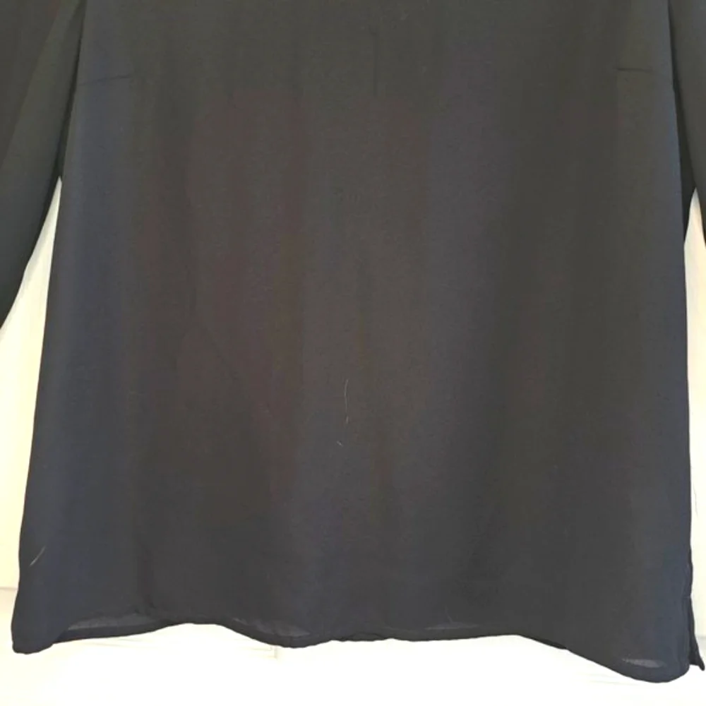 J. Crew Mercantile Sheer Black Tie Bell Sleeved Blouse V Neck Size 6